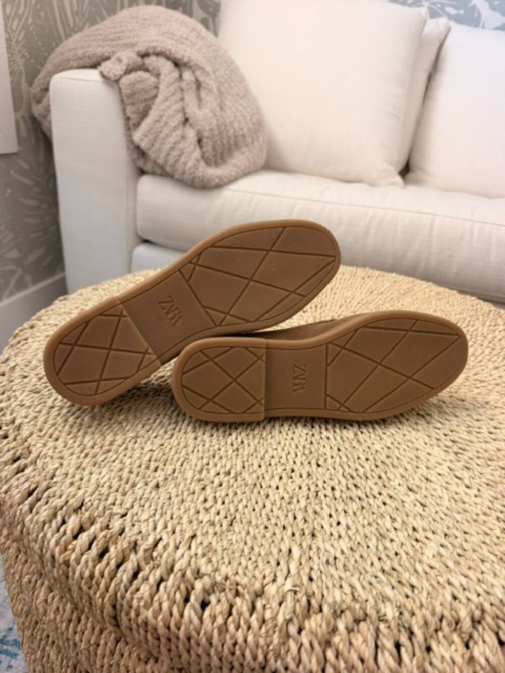 New Zara Sandy Brown Split Soft Suede Loafers, size 36 - Picture 9 of 10